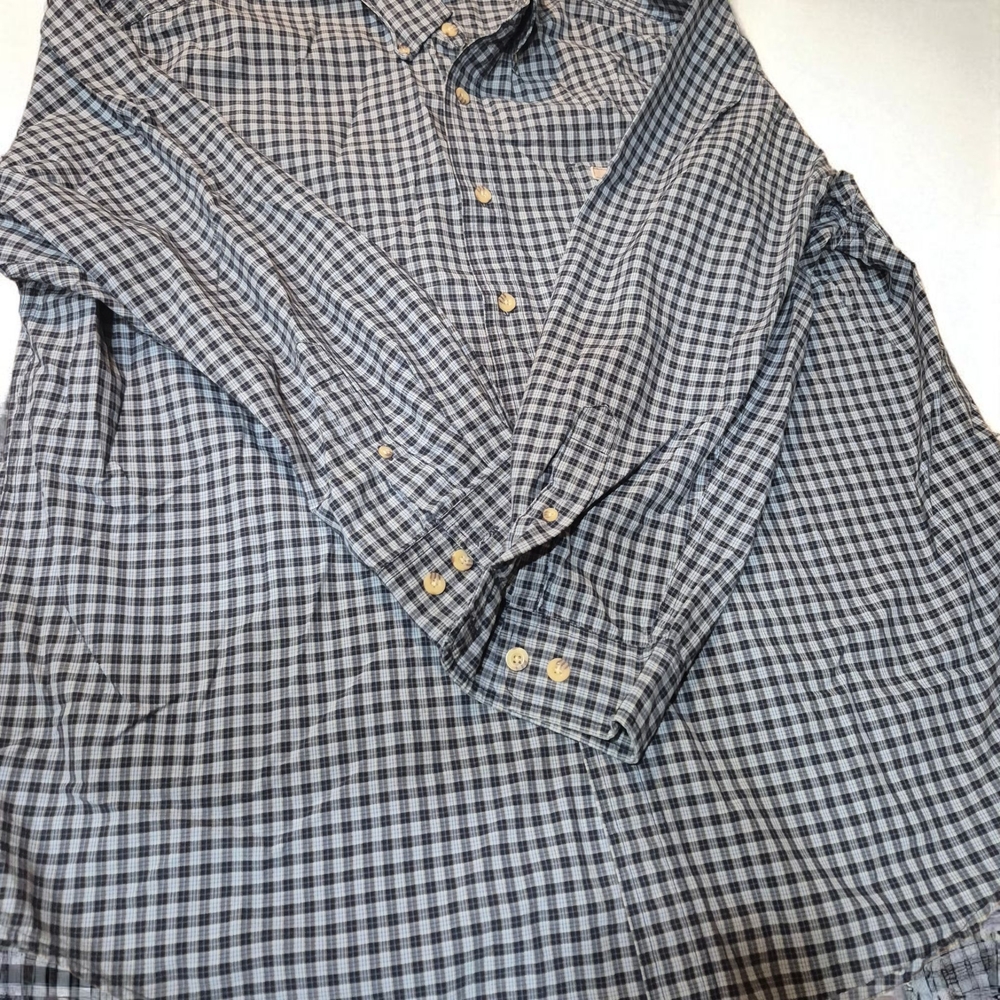 Carhartt Men's Navy Checkered Button-Down Shirt Plaid Xl